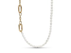 Pandora Luxusní pozlacený náhrdelník s pravými perlami Shine Me 362302C01-45