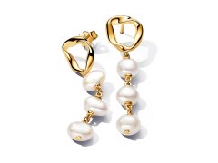 Pandora Luxusní visací náušnice s&nbsp;pravými perlami Essence Shine 263263C01