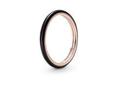 Pandora Minimalistický bronzový prsten s černým smaltem Rose 189655C01 56 mm