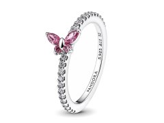 Pandora Něžný stříbrný prsten Růžový motýlek Timeless 194269C02 56 mm