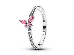 Pandora Něžný stříbrný prsten Růžový motýlek Timeless 194269C02 54 mm