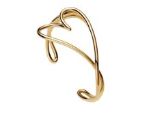 Pandora Pevný pozlacený náramek ve tvaru srdce Shine 563808C00 17,5 cm