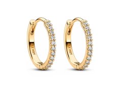 Pandora Pozlacené kruhové náušnice se zirkony Shine Timeless 264649C01