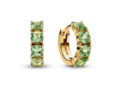 Pandora Pozlacené kruhy se zelenými křišťály Timeless Shine 263851C01