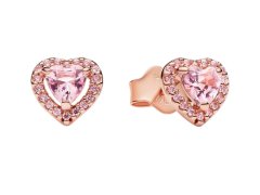 Pandora Pozlacené náušnice Růžové srdíčko Rose Timeless 288427C02