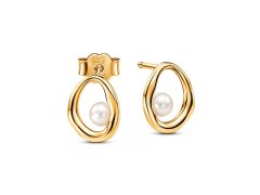 Pandora Pozlacené náušnice s&nbsp;pravými perlami Essence Shine 263295C01