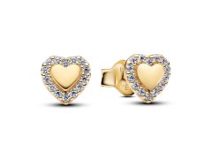 Pandora Pozlacené náušnice se zirkony Srdce Timeless 264363C01