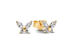 Pandora Pozlacené pecky Motýlek se zirkony Shine Timeless 264264C01