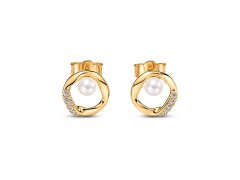 Pandora Pozlacené pecky se zirkony a perlou Essence Shine 264662C01