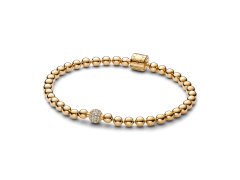 Pandora Pozlacený korálkový náramek Signature Shine 568342C01 21 cm