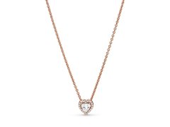 Pandora Pozlacený náhrdelník s třpytivým srdíčkem Rose Timeless 388425C01-45