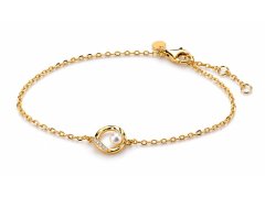 Pandora Pozlacený náramek s perlou a zirkony Essence Shine 563830C01 20 cm