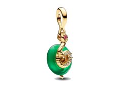 Pandora Pozlacený přívěsek Had se zeleným Murano sklem Shine 763617C01