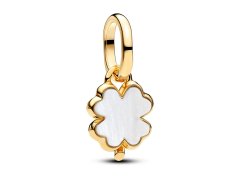 Pandora Pozlacený přívěsek s perletí Čtyřlístek Shine 764564C01