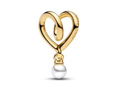 Pandora Pozlacený přívěsek Srdce s&nbsp;perlou Shine Moments 764138C01