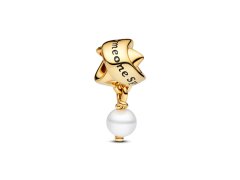 Pandora Pozlacený přívěsek Stuha s perlou Shine 763784C01