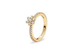 Pandora Pozlacený prsten Čirá květina Shine Timeless 164499C01 56 mm