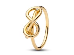 Pandora Pozlacený prsten Uzel nekonečna s kubickými zirkony Shine Moments 163759C01 50 mm