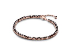 Pandora Pozlacený tenisový náramek s černými krystaly Rose Timeless 581469C02 18 cm