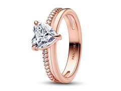 Pandora Překrásný pozlacený prsten se zirkony Timeless Rose 183100C01 58 mm