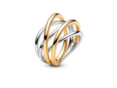 Pandora Propletený bicolor prsten Shine Essence 164673C00 54 mm