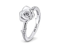 Pandora Půvabný stříbrný prsten Rozkvetlá růže Moments 193215C01 56 mm