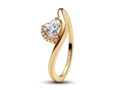 Pandora Romantický pozlacený prsten Zvlněné srdce Shine Timeless 163660C01 48 mm
