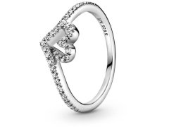 Pandora Romantický stříbrný prsten se srdíčkem Wish Timeless 199302C01 50 mm