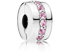 Pandora Stříbrný klip s růžovými kamínky 791972PCZ