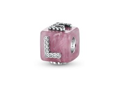 Pandora Stříbrný korálek růžová Murano kostka Love Moments 794433C01