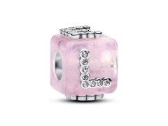 Pandora Stříbrný korálek růžová Murano kostka Love Moments 794433C01
