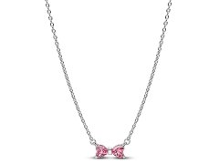 Pandora Stříbrný náhrdelník Růžová mašlička Timeless 394235C01-45