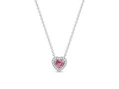 Pandora Stříbrný náhrdelník s&nbsp;růžovým srdíčkem Timeless 398425C02-45