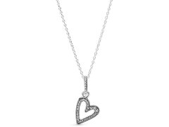 Pandora Stříbrný náhrdelník s třpytivým srdcem 398688C01-50