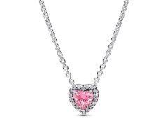 Pandora Stříbrný náhrdelník s&nbsp;růžovým srdíčkem Timeless 398425C02-45