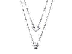 Pandora Dvojitý stříbrný náhrdelník Srdce Forever a  Always 393207C00-45