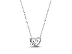 Pandora Stříbrný náhrdelník Srdce s motýlem 394477C01-45