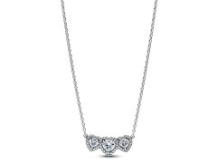 Pandora Stříbrný náhrdelník Trojité srdce Timeless 394412C01-45