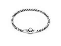 Pandora Stříbrný náramek na přívěsky s černou šňůrkou Moments 593816C02 19 cm