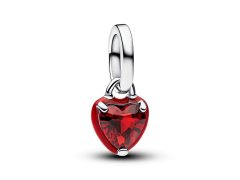 Pandora Stříbrný přívěsek červené Srdíčko s&nbsp;glazurou ME 793042C05