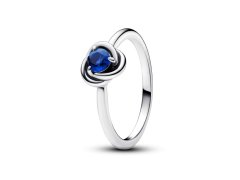 Pandora Stříbrný prsten s modrým krystalem Zářijový kruh věčnosti 192993C09 56 mm