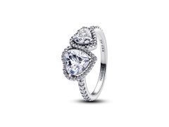 Pandora Stříbrný prsten Třpytivá srdce Timeless 193659C01 50 mm