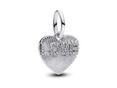 Pandora Stříbrný visací přívěsek Srdce se zirkony Moments 793604C01
