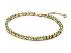 Pandora Tenisový pozlacený náramek se zelenými zirkony Timeless Shine 561469C02 18 cm