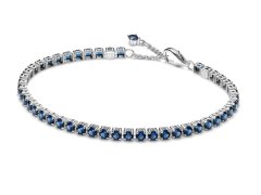 Pandora Tenisový stříbrný náramek s modrými zirkony Timeless 591469C02 18 cm
