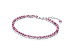 Pandora Tenisový stříbrný náramek s růžovými zirkony Timeless 591469C04 18 cm