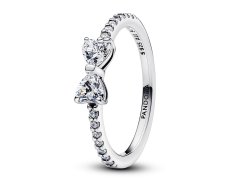 Pandora Třpytivý stříbrný prsten Čirá mašlička Timeless 193510C02 54 mm