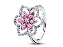 Pandora Třpytivý stříbrný prsten Dvojitý květ Timeless 194577C01 54 mm