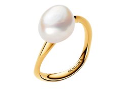 Pandora Úchvatný pozlacený prsten s&nbsp;perlou Essence Shine 163293C01 58 mm