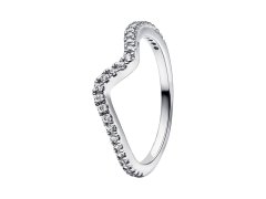 Pandora Vlnitý stříbrný prsten se zirkony Timeless 192539C01 58 mm